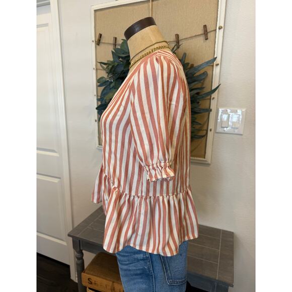 MADEWELL Striped Peplum Top Shirt Blouse Women size S - Picture 2 of 8